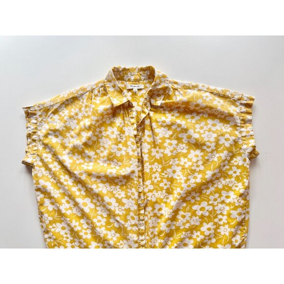 MADEWELL Central Retro Yellow Floral Cotton Poplin Oversized Shirt, Size XS - Picture 8 of 12
